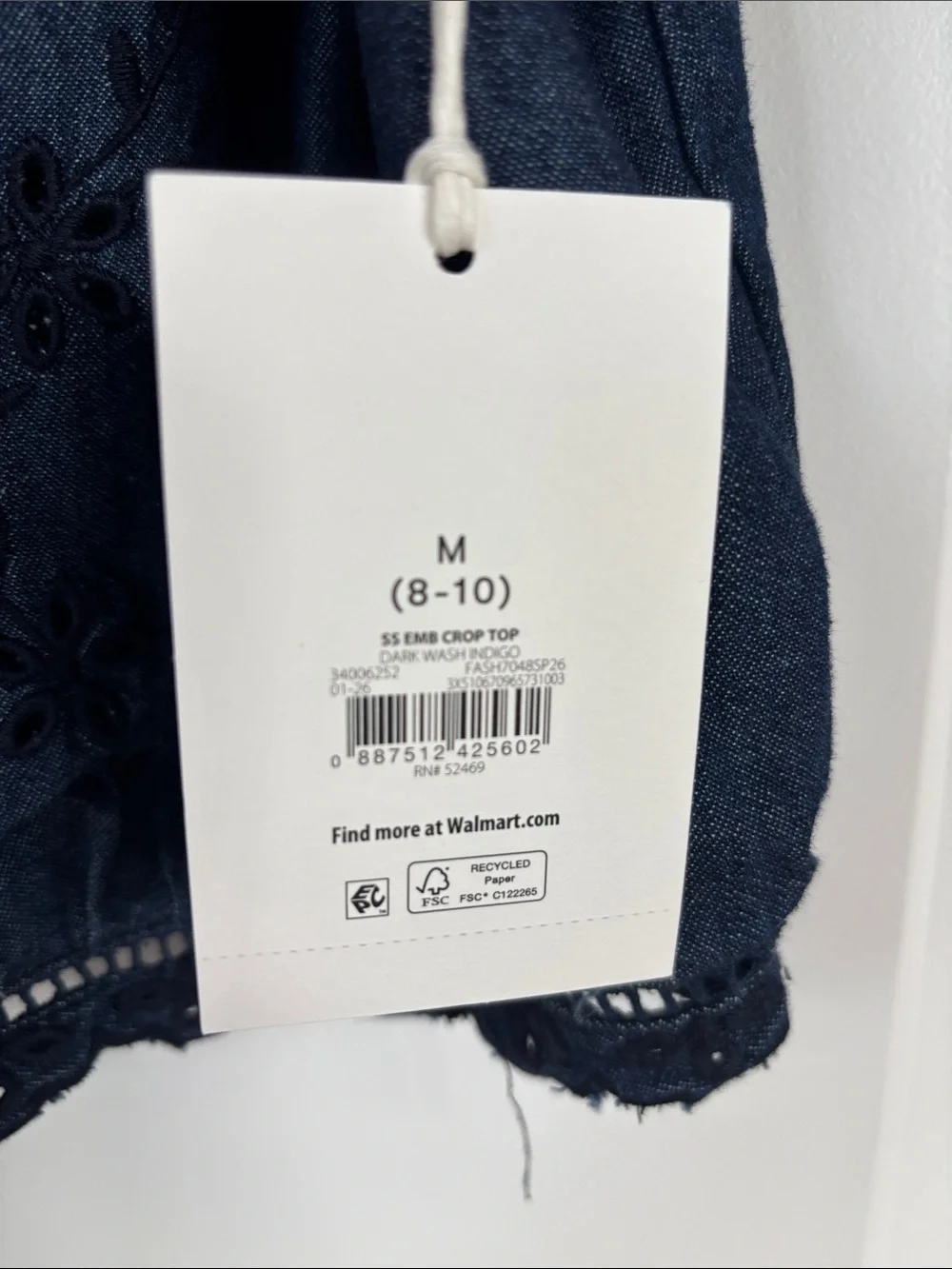 Free People Indigo Embroidered Button-Front Peasant Top